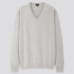 古着 画像 Vネックニット グレー UNIQLO Lサイズ レディース 美品