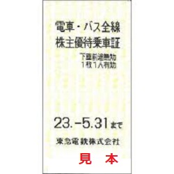 株主優待 画像 東急電鉄 電車バス全線乗車証 2023.5.31