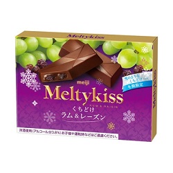 お菓子 画像 Melyukiss くちどけラム&レーズン 冬期限定 アルコール分3.8% meiji