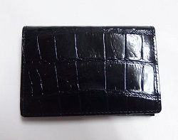 雑貨 画像 カードケース 黒 クロコ型押し 未使用品
