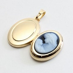 金製品 K9 9金 カメオロケットペンダントトップ マリア様