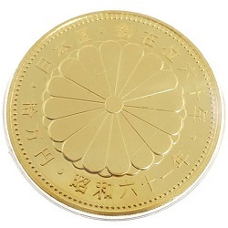 金製品 画像 K24 24金 金貨 天皇御在位60周年記念 昭和61年 10万円金貨