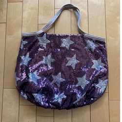 バッグ 画像 スパンコールトートバッグ 紫 シルバー sac 未使用品