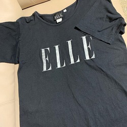 古着 画像 半袖ロゴTシャツ 黒 ELLE Lサイズ レディース 美品