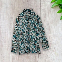 古着 画像 シフォンブラウス グリーン系 タグなし Lサイズ レディース 美品
