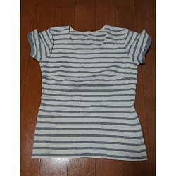 古着 画像 ボーダーTシャツ 白 グレー オリヒカ Mサイズ レディース 美品