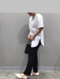 古着 画像 チュニックTシャツ マーセライズドラウンドヘムチュニックT 白 GU Mサイズ レディース 美品