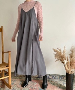 古着 画像 キャミワンピース グレー LOERYSFARM Mサイズ レディース 美品