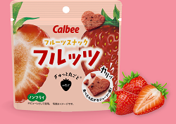 お菓子 画像 フルッツ フルーツスナック いちご ぎゅっと丸ごと ノンフライ カルビー 35%off