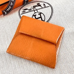 ブランド品 画像 エルメス Hermès コインケース バスティア オレンジ