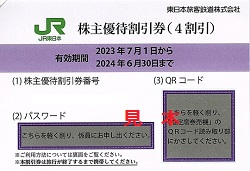 株主優待 画像 JR東日本 鉄道割引券 4割引 有効期限あり