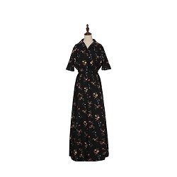 古着 画像 レトロワンピース 半袖 花柄 黒系 DarkAngel 9号 レディース 美品