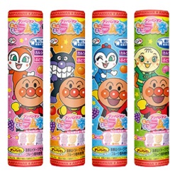 お菓子 画像 アンｐンマンミニミニラムネ もも みかん ぶどう りんご 緑茶ポリフェノール入り カルシウム入り ぶどう糖80% シール付 不二家 30%off