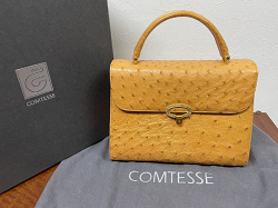 ブランド品 画像 コンテス COMTESSE オーストリッチ ハンドバッグ イエロー