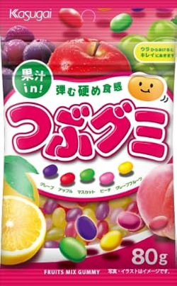 お菓子 画像 つぶグミ グレープ アップル マスカット ピーチ グレープフルーツ 果汁in 弾む硬め食感 80g 春日井製菓 35%off