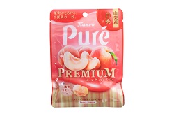 お菓子 画像 ピュレグミプレミアム 白桃 山梨県産 濃密果実ジュレin コラーゲン ビタミンC入り 果実がとろけるご褒美の一粒 カンロ