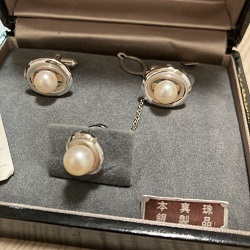 銀製品 画像 カフスボタン タイピンセット 本真珠