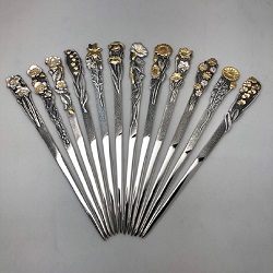 銀製品 画像 シルバー925 楊枝セット 花モチーフ