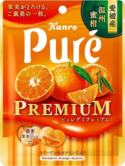 お菓子 画像 ピュレグミプレミアム 愛媛産温州蜜柑 濃厚果実ジュレin コラーゲン ビタミンC入り カンロ 30%off