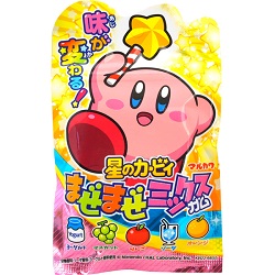 お菓子 画像 星のカービィ まぜまぜミックスガム ヨーグルト マスカット りんご ソーダ オレンジ 味が変わる 丸川製菓 25%off