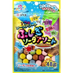 お菓子 画像 ふしぎソーダアソートソフトキャンディ ジンジャーエール ホワイトソーダ グレープソ－ダ ピンクレモネード メロンソーダ サイダー コーラ たっぷり48g コリス 35%off
