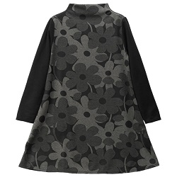 古着 画像 ニットチュニック 花柄 モノトーン Lサイズ レディース 美品