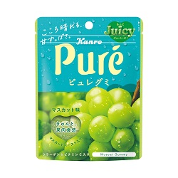 お菓子 画像 ピュレグミ マスカット味 マスカットペースト入り コラーゲン ビタミンC入り こころ晴れる甘ずっぱさ Kanro 30%off