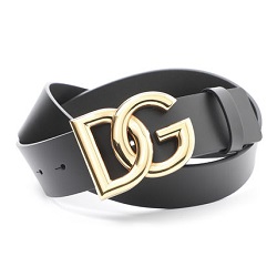 ブランド品 画像 ドルチェアンドガッバーナ DOLCE&GABBANA ベルト 黒 カーフレザー ロゴバックル