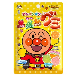 お菓子 画像 アンパンマングミ りんご 白ぶどう オレンジ 果汁70%アップ グミのかたちは全10種類 緑茶ポリフェノール入り 不二家 35%off