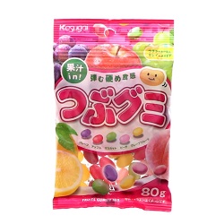 お菓子 画像 つぶグミ グレープ アップル マスカット ピーチ グレープフルーツ 80g 果汁in 弾む硬め食感 Kasugai
