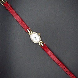 時計 画像 腕時計 レディース As Time NOBUKO ISHIKAWA ジュエリーウォッチ シェル文字盤 赤ベルト 美品