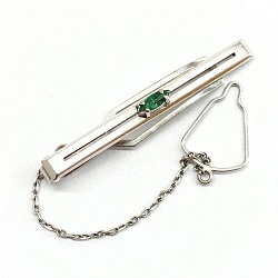 金製品 画像 K14WG 14金ホワイトゴールド ネクタイピン エメラルド