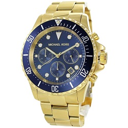 時計 画像 腕時計 メンズ マイケルコース MICHAEL KORS クロノグラフ ゴールド ネイビー 美品