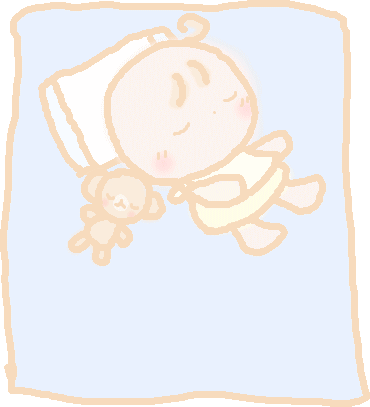ウチの孫も、こんな感じで四六時中、寝てばかり。寝る子は育つというが・・・。イラスト:「さくらぽっぷ」さん作