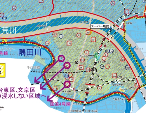 足立区作成の浸水ハザードマップ