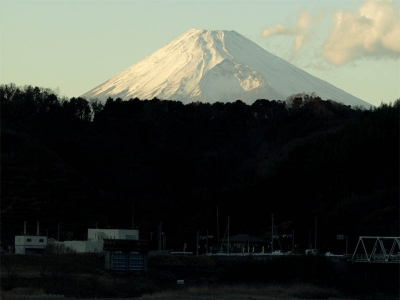 夕映えの富士山