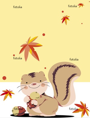 リス紅葉 秋 どんぐり