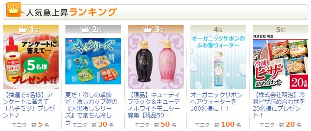 大黒食品 モニプラ人気急上昇ランキキング