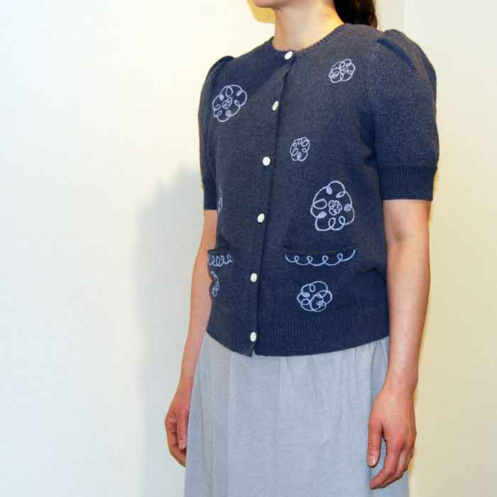 mina perhonen 半袖カーディガン popcorn mina perhonen pop corn カーディガン navy | Lin total fashion