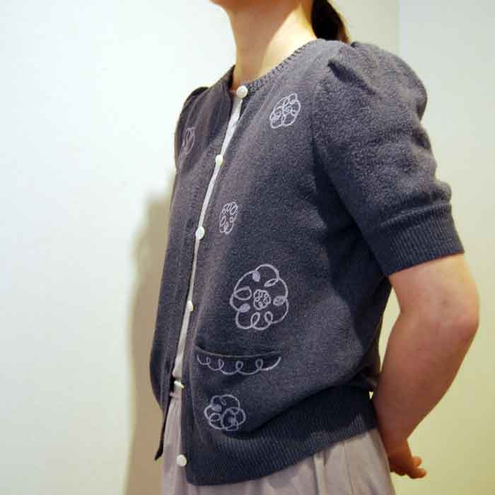 mina perhonen pop corn カーディガン navy | Lin total fashion