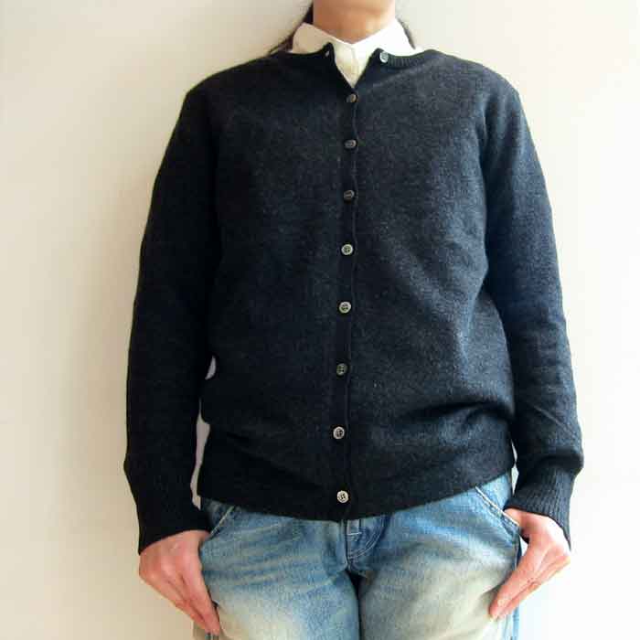 HomspunホームスパンカシミアクルーネックカーディガンTOP HomspunホームスパンカシミアクルーネックカーディガンTOP