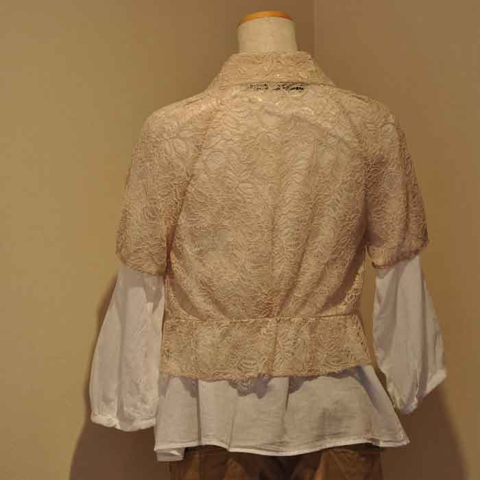 sur heliopole シュールエリオポールリバーレースボレロブラウス Pink Beige