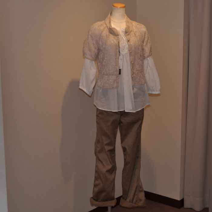sur heliopole シュールエリオポールリバーレースボレロブラウス Pink Beige