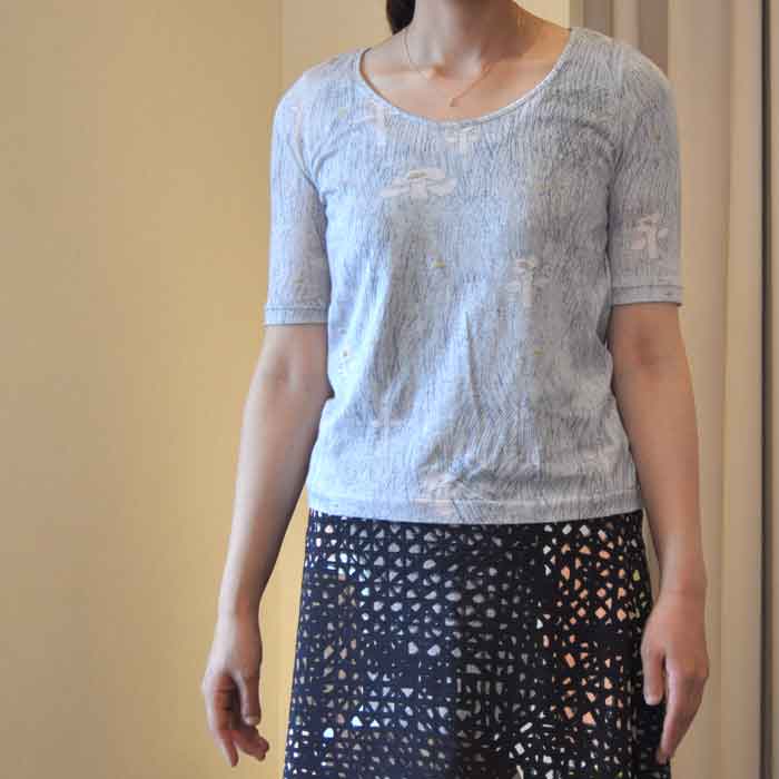mina perhonen day break半袖カットソーblue | Lin total fashion 