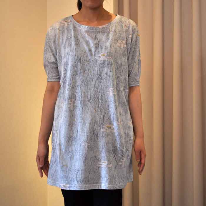 mina perhonen day break チュニックカットソー blue | Lin