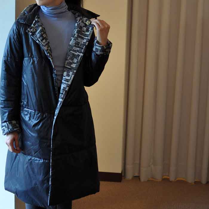 ANTIPAST アンティパスト　シルクリネン混上質コート Antipast/アンティパスト刺繍リバーシブルコート BLACK | Lin