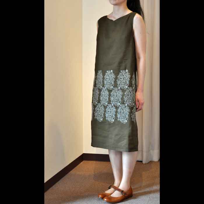 ミナペルホネンsometimes luckyワンピースkhaki | Lin total fashion 