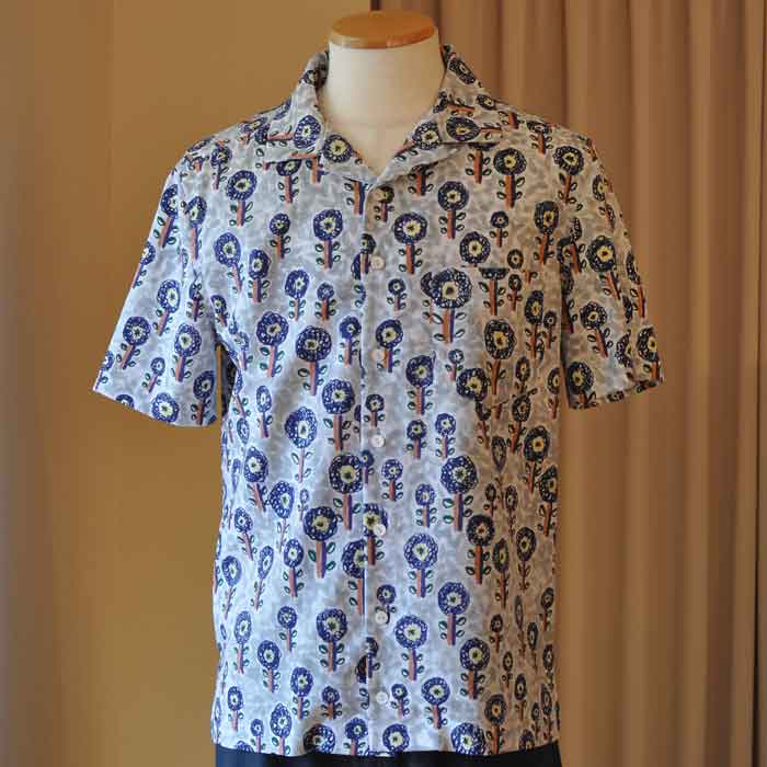 ミナペルホネンfamilleメンズ半袖シャツblue | Lin total fashion