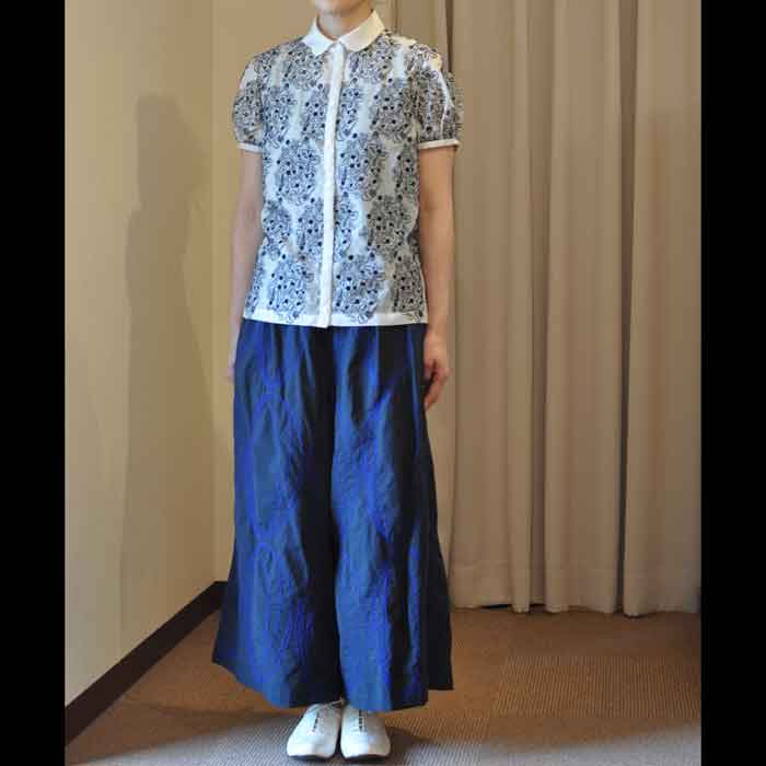 ミナペルホネンsometimes lucky半袖パフブラウス navy | Lin total
