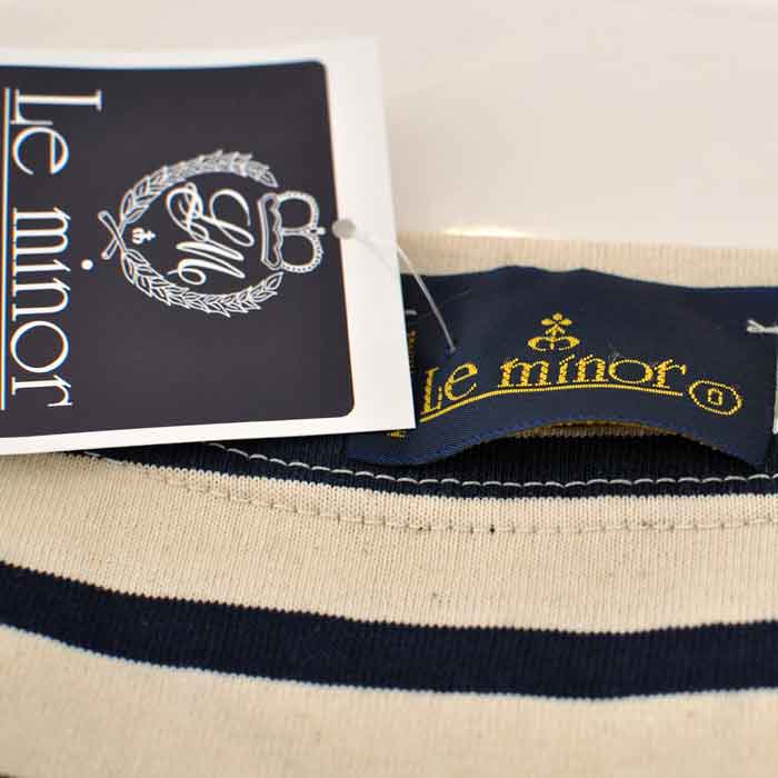 Le minor x heliopole マリンボーダーカットソー生成/ネイビー